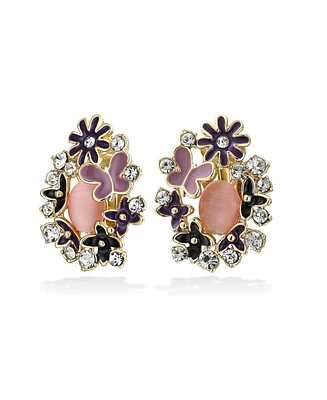 Bling Jewelry Green Pink Black Multi Color Button Style Clip-On Earrings Non-Pierced Ears