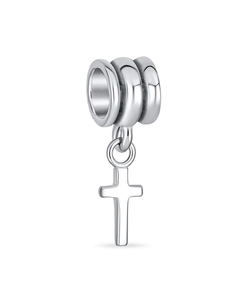 Bling Jewelry Christian Cross Dangle Charm Bead Sterling Silver European Bracelet