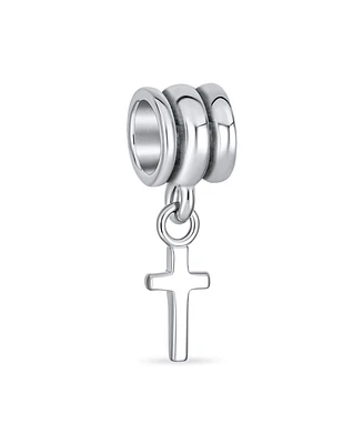 Bling Jewelry Christian Cross Dangle Charm Bead Sterling Silver European Bracelet