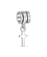 Bling Jewelry Christian Cross Dangle Charm Bead Sterling Silver European Bracelet