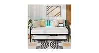 Adjustable Metal Daybed with Charging Station and Led Light