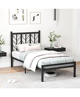Platform Bed with Headboard and Metal Frame