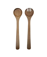Gibson Home Laurelton 3 Piece Large 13" Acacia Wood Salad Serving Bowl Set w/ 2 Serving Tools