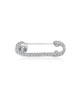 Sterling Silver White Gold Plated with Clear White Cubic Zirconia Pin