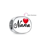 Bling Jewelry Nana Grandma Red Heart Charm Bead Sterling Silver for European Bracelet