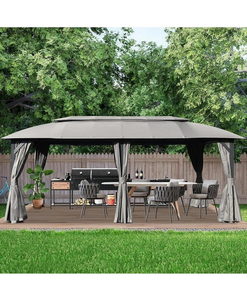 Mondawe Gazebo 10x20FT, Outdoor Gazebo with Double Roofs Canopies