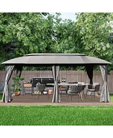 Mondawe Gazebo 10x20FT, Outdoor Gazebo with Double Roofs Canopies