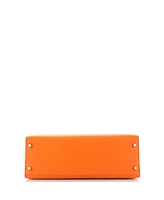 Pre-Owned HERMES Kelly 32 Handbag Orange Box Calf with Gold Hardware