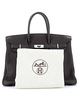 Pre-Owned HERMES Birkin 35 Handbag Brown Clemence with Palladium Hardware