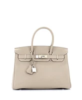 Pre-Owned HERMES Birkin 30 Handbag Grey Togo with Palladium Hardware