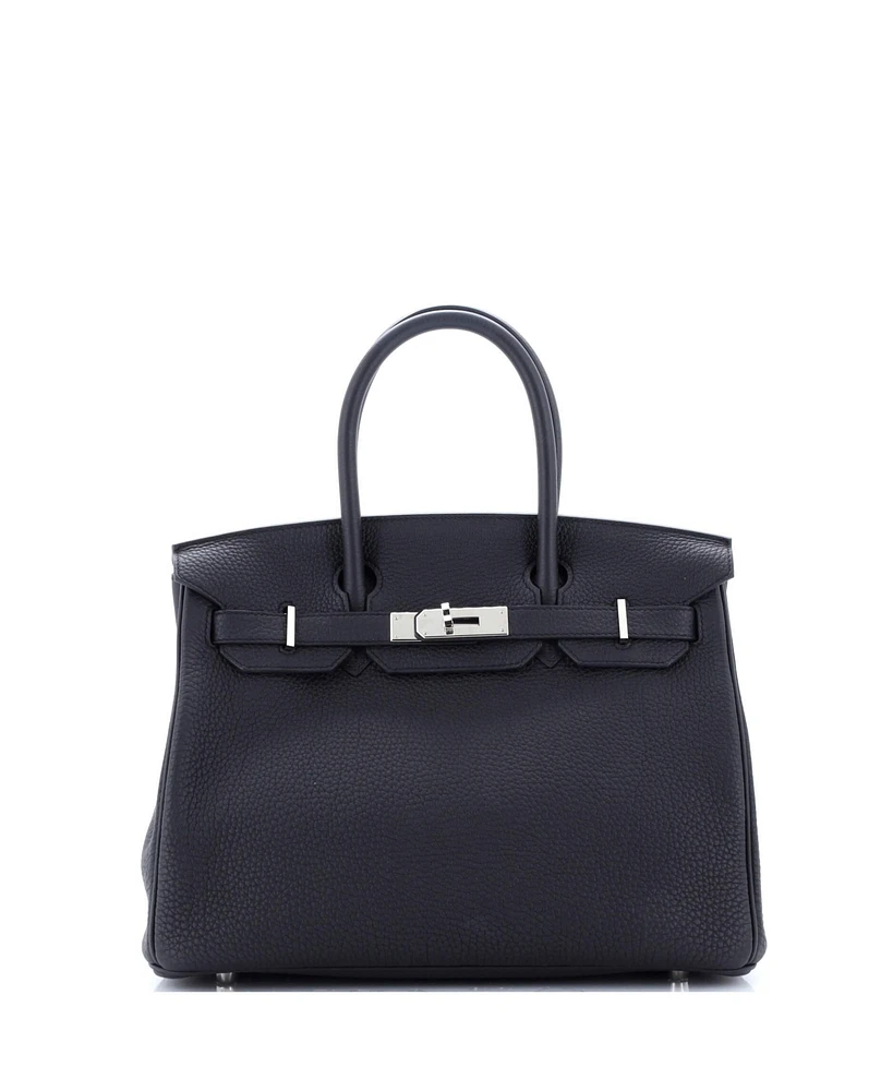Pre-Owned HERMES Birkin 30 Handbag Black Togo with Palladium Hardware