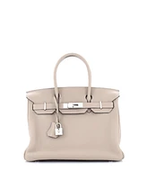 Pre-Owned HERMES Birkin 30 Handbag Clemence with Palladium Hardware