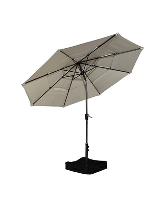 10 Ft Patio Umbrella 3-Tier Outdoor Table Large Pool For Deck, Pool, Garden, Patio-Red