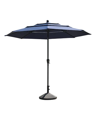 10 Ft Patio Umbrella 3-Tier Outdoor Table Large Pool For Deck, Pool, Garden, Patio-Red