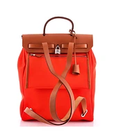 Pre-Owned HERMES Herbag A Dos Zip Backpack Toile and Leather