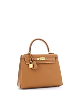 Pre-Owned HERMES Kelly 25 Handbag Brown Epsom with Gold Hardware