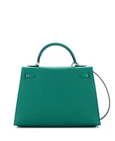 Pre-Owned HERMES Kelly 32 Handbag Green Epsom with Palladium Hardware