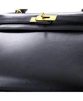 Pre-Owned HERMES Kelly Handbag Black Box Calf with Gold Hardware