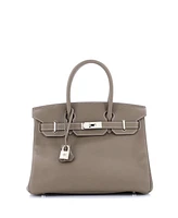 Pre-Owned HERMES Birkin 30 Handbag Clemence with Palladium Hardware