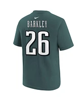 Nike Big Boys and Girls Saquon Barkley Midnight Green Philadelphia Eagles Super Bowl Lix Player Name Number T-Shirt