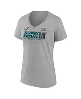 Fanatics Women's Heather Gray Philadelphia Eagles Super Bowl Lix Roster V-Neck T-Shirt