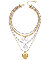 Guess Two-Tone Crystal Charm Layered Necklace