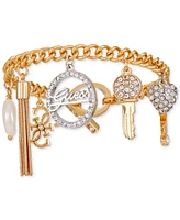 Guess Two-Tone Crystal Charm Toggle Bracelet