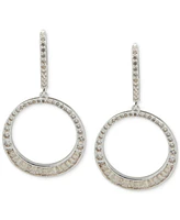 Anne Klein Silver-Tone Crystal Baguette Orbital Earrings