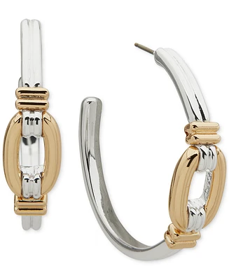 Anne Klein Two-Tone Link C Hoop Earrings