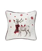 18" x 18" Frosty Deer Embellished Christmas Throw Pillow