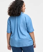 On 34th Trendy Plus Button-Down Woven Top, Created for Macy's