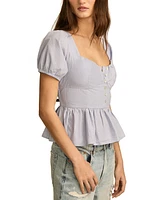 Lucky Brand Women's Cotton Puff-Sleeve Peplum Top