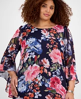 Connected Plus Printed Round-Neck Sheath Dress