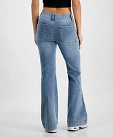 Madden Girl Juniors' High-Rise Front Seam Flare-Leg Jeans