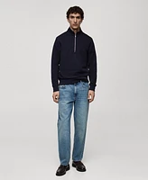 Mango Men's Perkins-Neck Quarter-Zip Pullover Sweatshirt