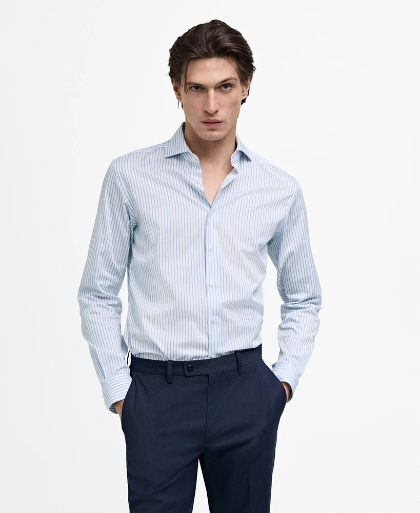 Mango Men's Eu Slim-Fit Striped Dress Shirt