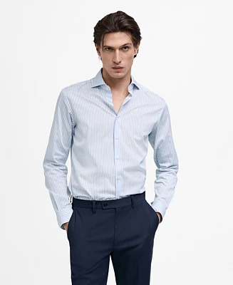 Mango Men's Slim-Fit Striped Dress Shirt