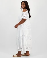 Robbie Bee Plus Scoop-Neck Cold-Shoulder A-Line Dress