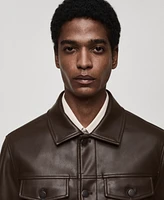 Mango Men's Pockets Detail Faux-Leather Jacket