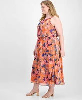 Robbie Bee Plus Halter-Neck Chiffon Maxi Dress