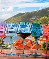 The Wine Savant Colors of St Barths Island Wine Glasses, Set of 5