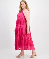 Robbie Bee Plus Scoop-Neck Sleeveless Lace Maxi Dress