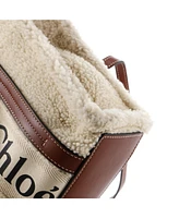 Pre-Owned Chloe Small Woody Tote Shearling with Leather