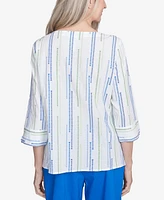 Alfred Dunner Petite Parrot Cay Spliced Textured Jacquard Top