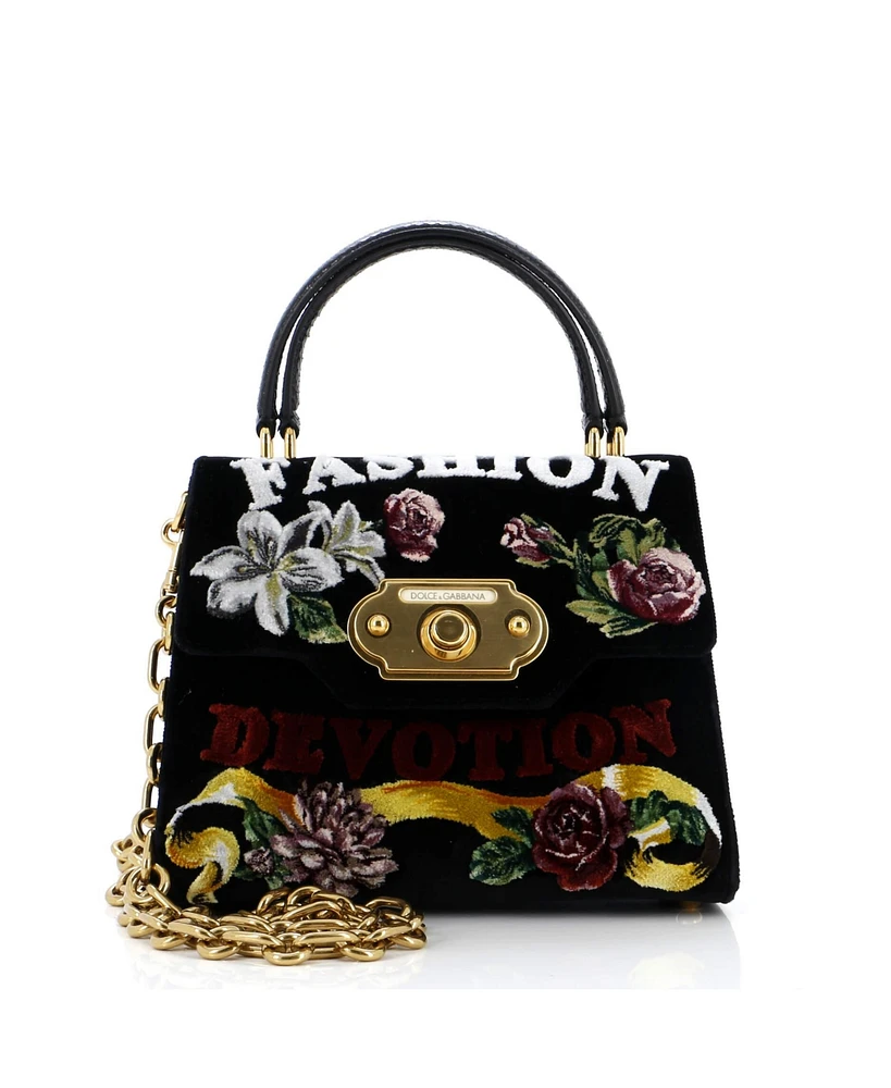 Pre-Owned Dolce & Gabbana Small Welcome Top Handle Bag Printed Velvet