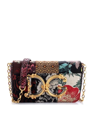 Pre-Owned Dolce & Gabbana Dg Girls Chain Clutch Multicolor Patchwork with Snakeskin