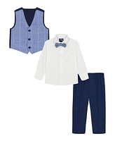 Nautica Baby Boys 4-Piece Sharkskin Windowpane Duo Vest with Bow Tie Set