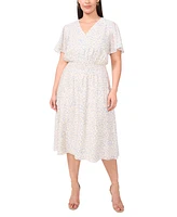 Vince Camuto Plus V-Neck Flutter-Sleeve Midi Dress