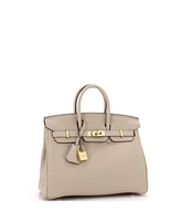 Pre-Owned HERMES Birkin 25 Handbag Light Togo with Rose Gold Hardware