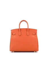 Pre-Owned HERMES Birkin 25 Handbag Orange Togo with Gold Hardware